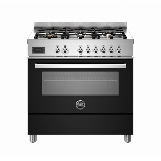 BERTAZZONI PRO9 6L 1E NE T Κουζίνα Ηλεκτρική με Εστίες Αερίου 90cm Μαύρο